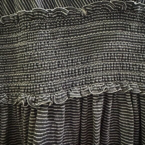 Elegant Navy Blue Striped Womens Dress - Picture 3 of 7